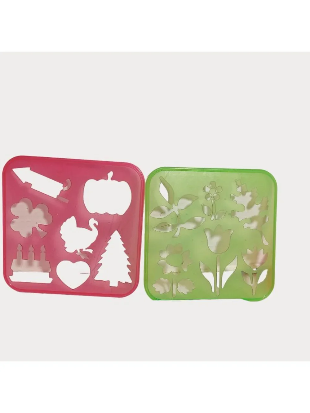 Tupperware Vintage 80s 7 Colorful Stencils Animals Shapes Trees Transportation